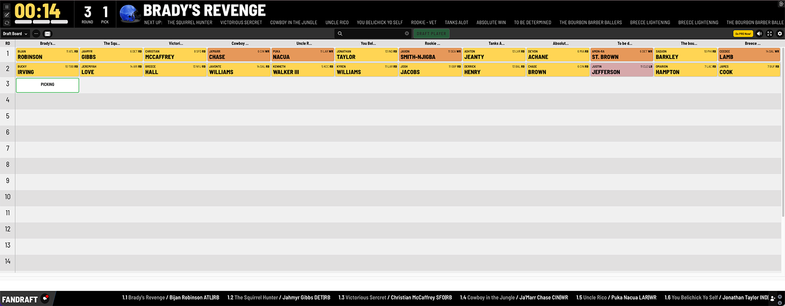 FanDraft draft board